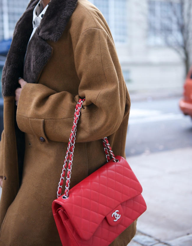Chanel red classic flap bag
