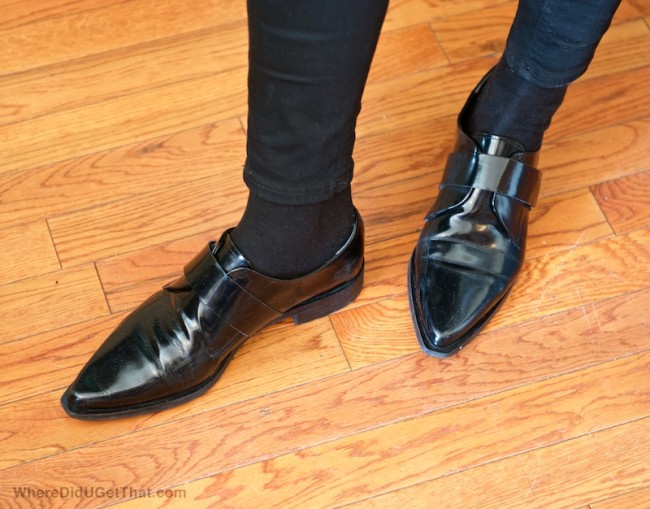black pointy brogues