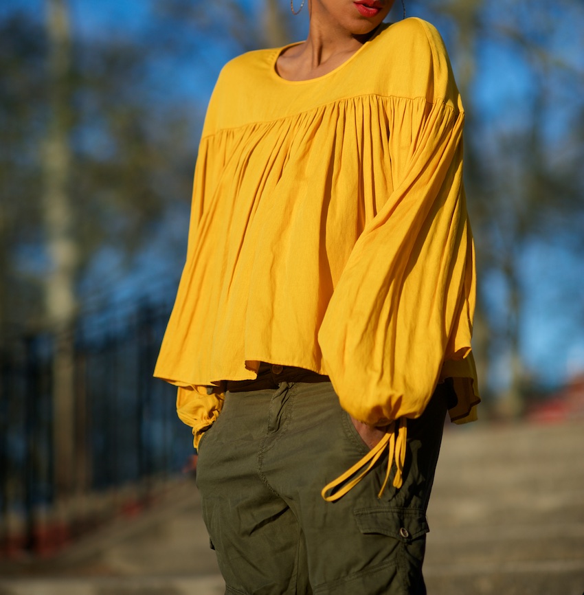 yellow blouse