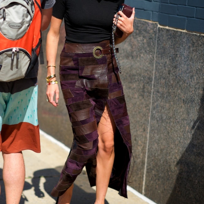 Calvin Klein patchwork suede skirt