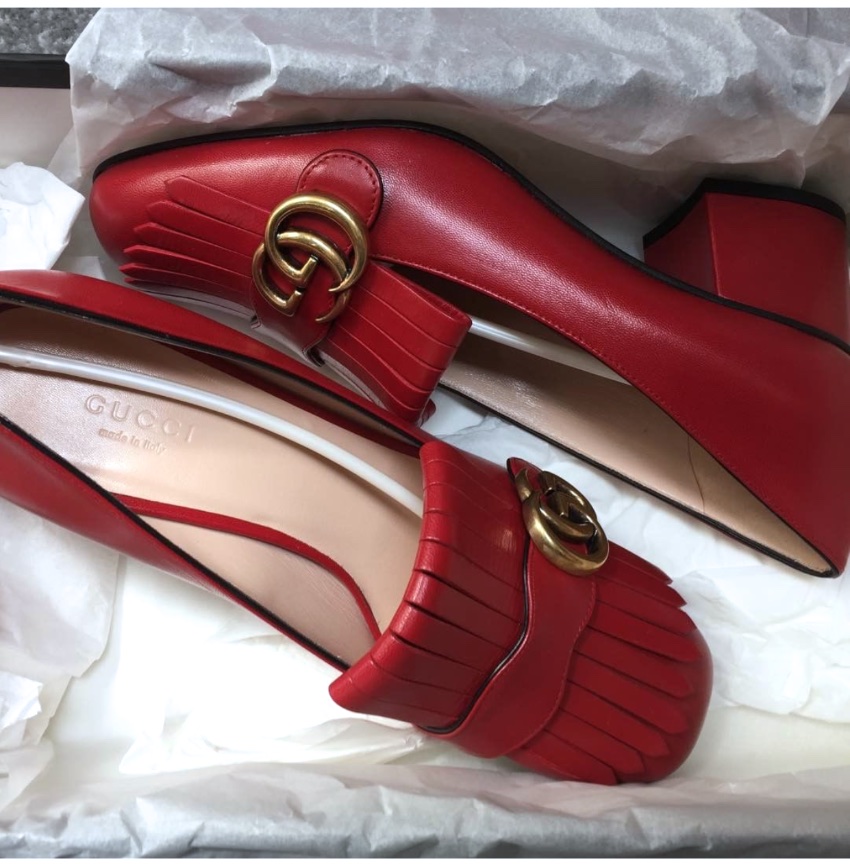 Gucci Marmont red block heel shoes