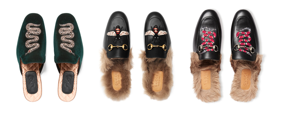 Gucci embroidered bee slippers