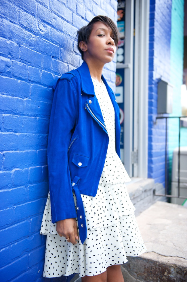 acne blue suede jacket