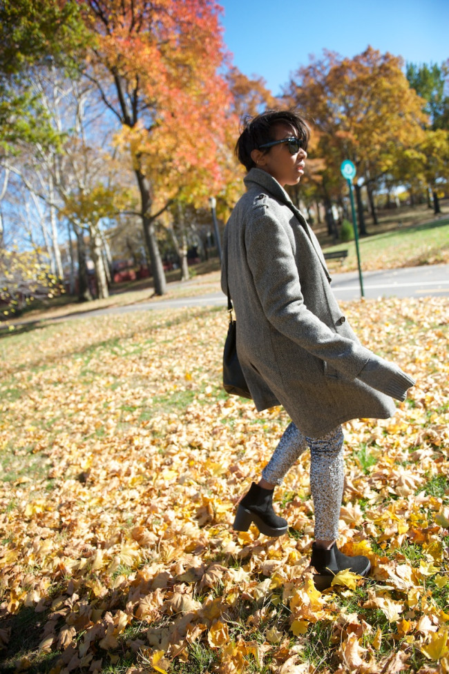 grey tweed coat