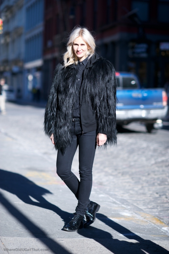 faux fur black coat