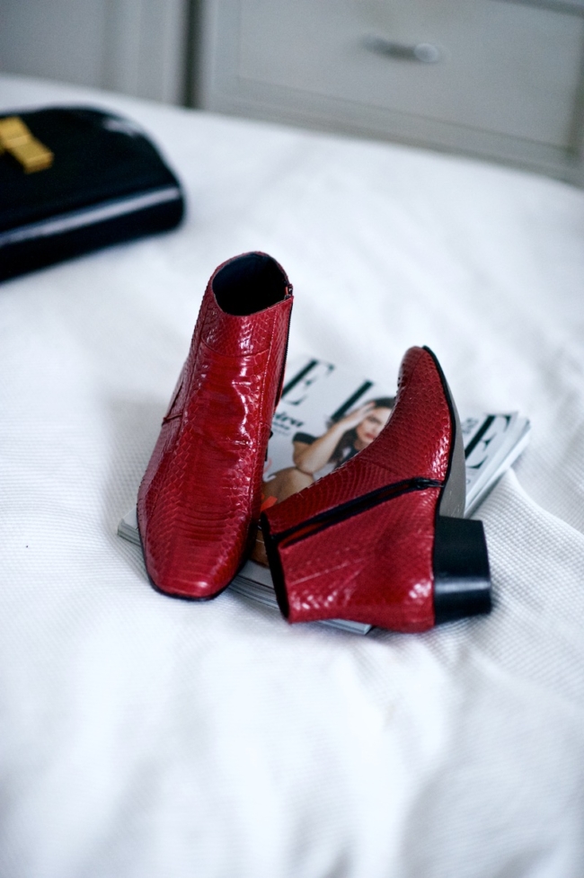 red snakeskin boots