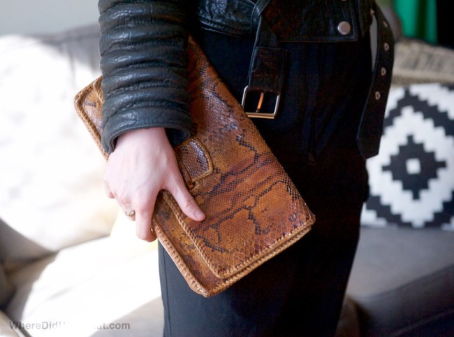 snakeskin clutch