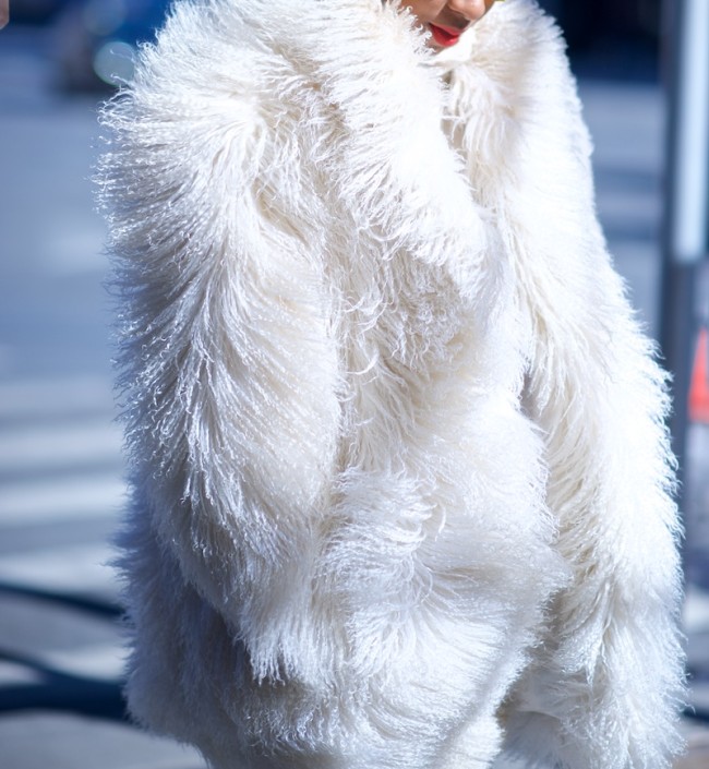 white fur coat