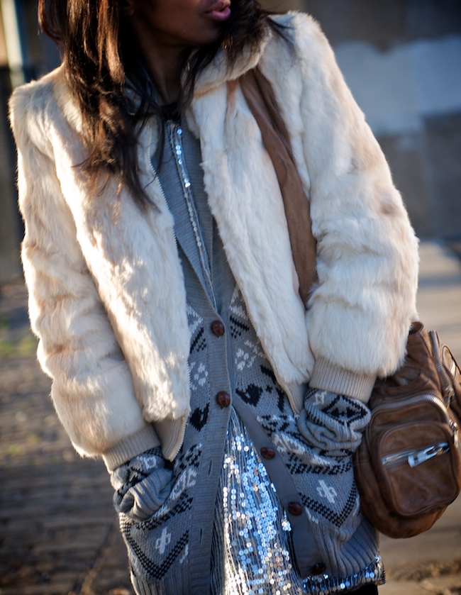 sequins and fur