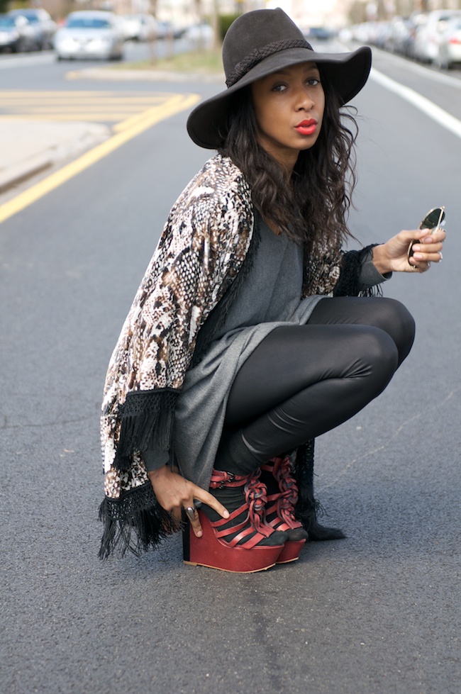 snake, fringe + a splash of orange