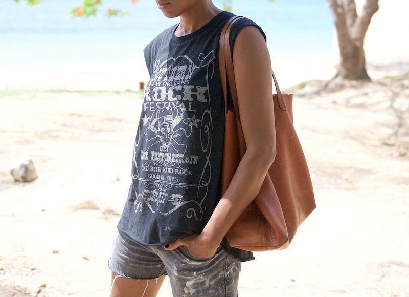 denim shorts, madewell transport tote