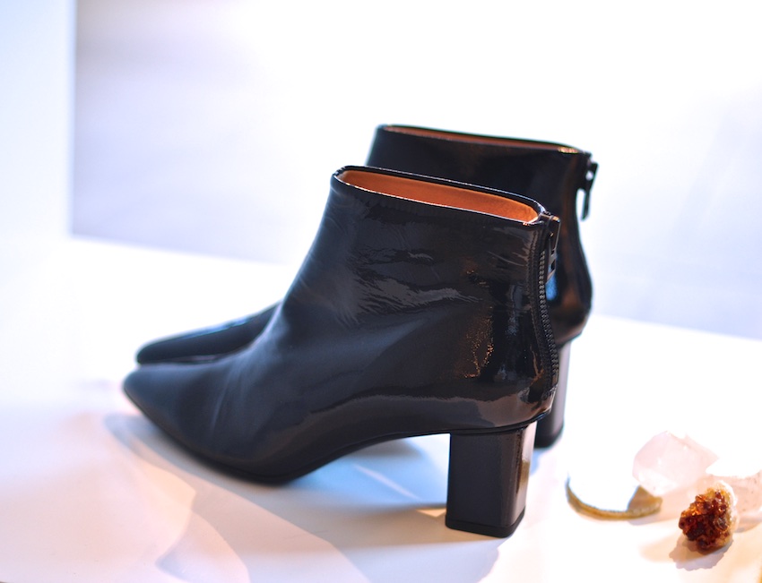 patent leather ankle boots