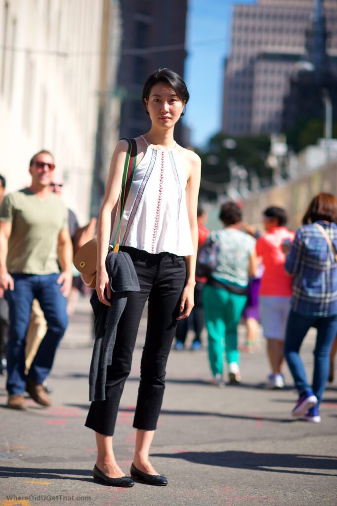 cropped black trousers