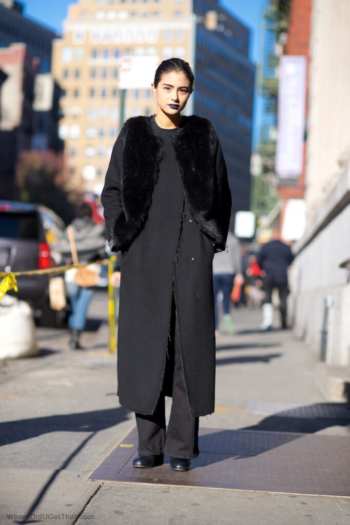 black faux fur gilet