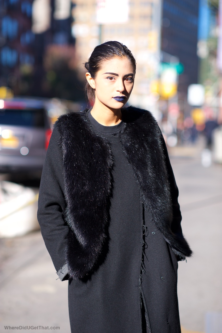 black faux fur vest