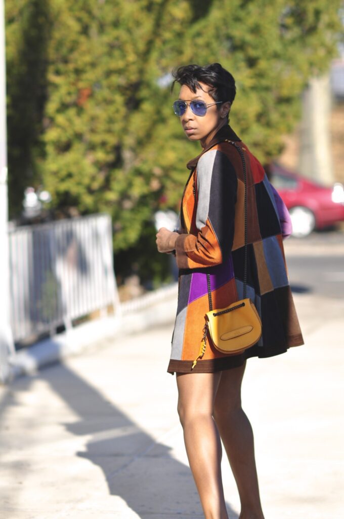 suede patchwork coat
