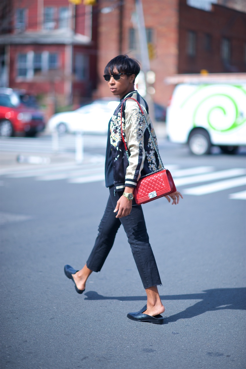 Chanel red caviar boy bag