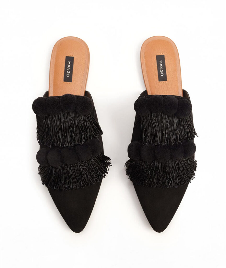 mango backless fringed mules