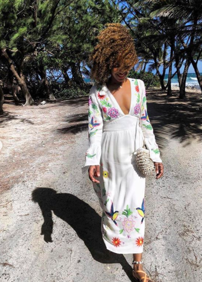 Embroidered White Dress
