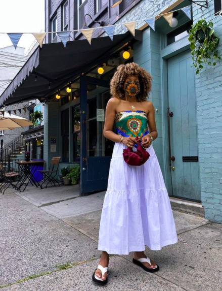Silk Scarf Top & White Maxi Skirt