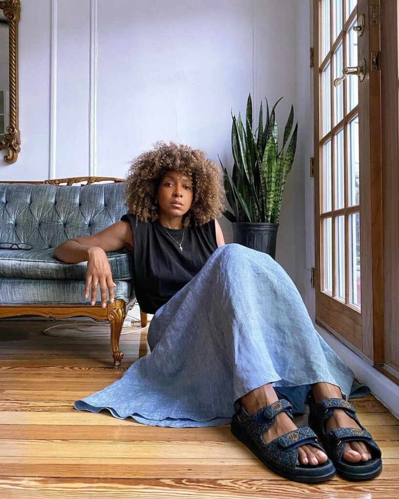 denim chanel sandals
