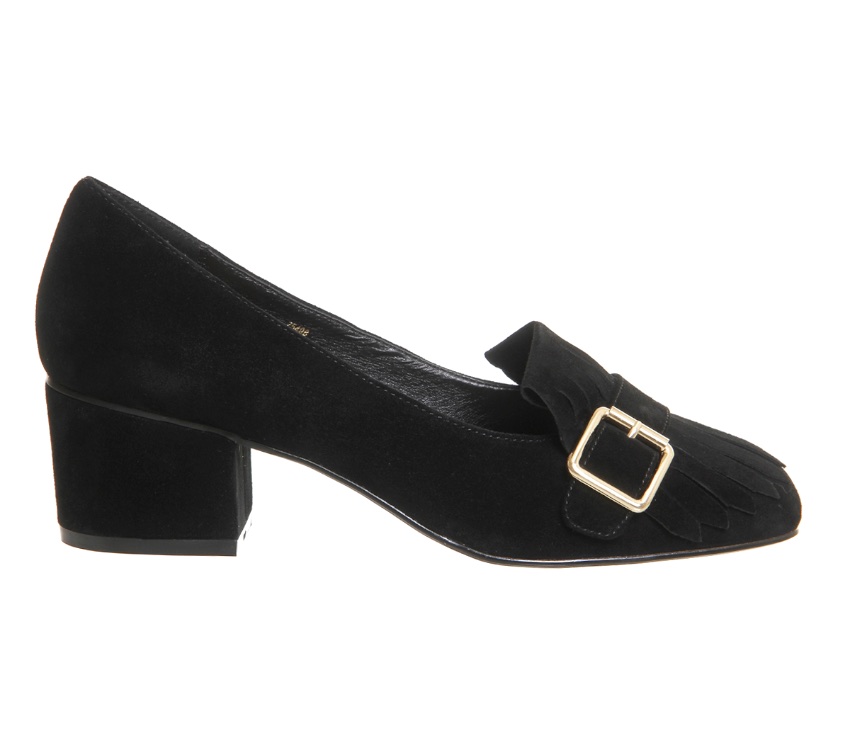 Block heel suede shoes