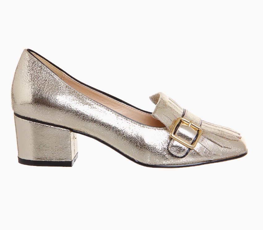 Gold block heel shoes