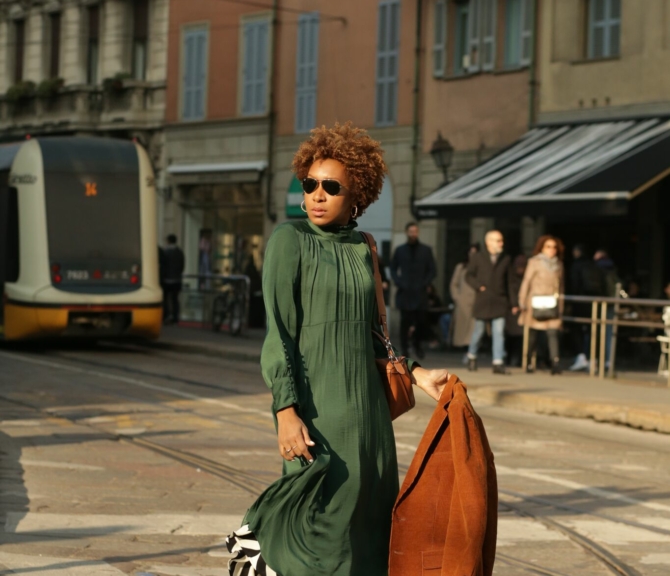 Green silk maxi dress