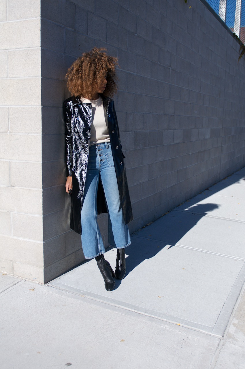 Zara black ankle boots with Alexa Chung Briggate trench coat