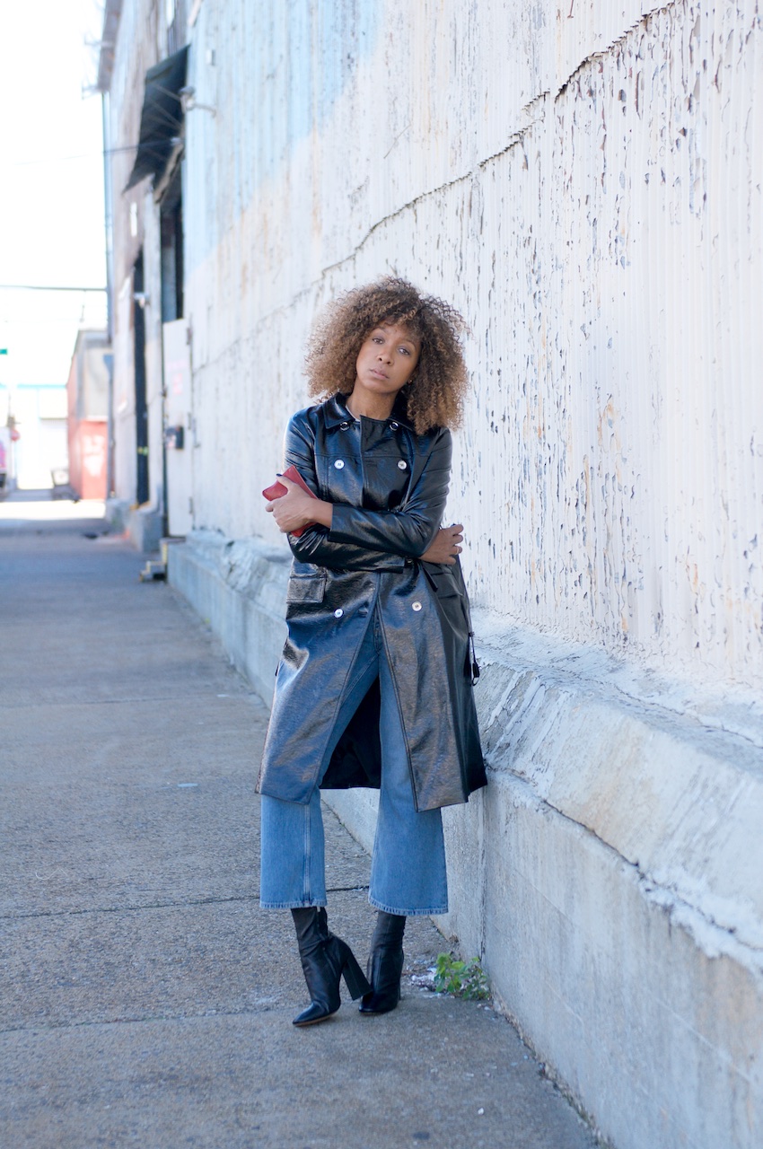 block heel ankle boots with Alexa Chung Briggate trench coat