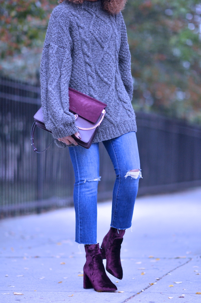 blue velvet booties outfit