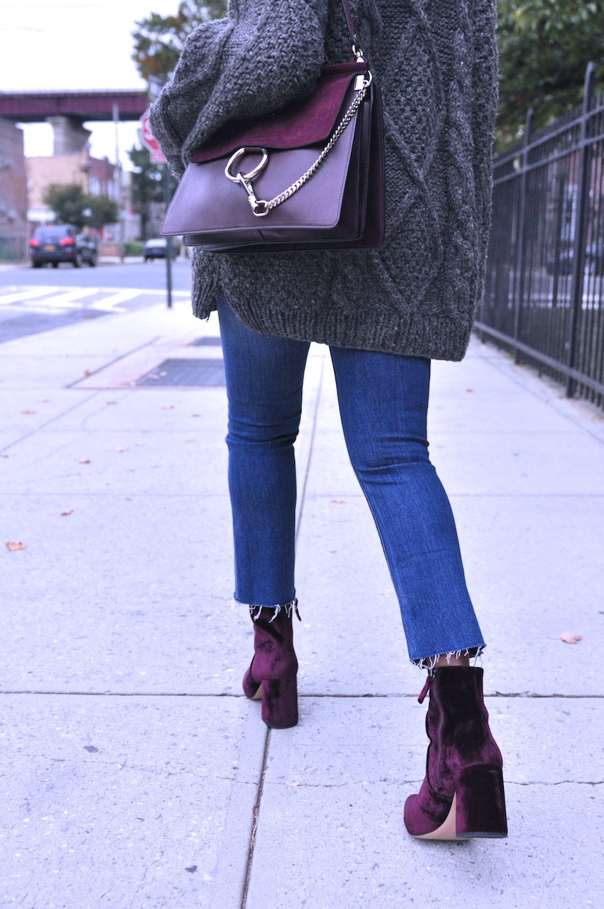 Purple sales booties outfit