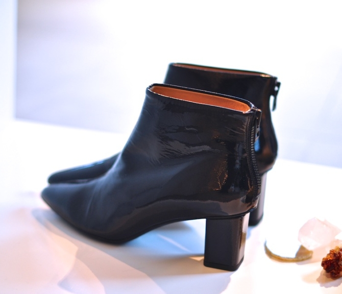 patent leather ankle boots