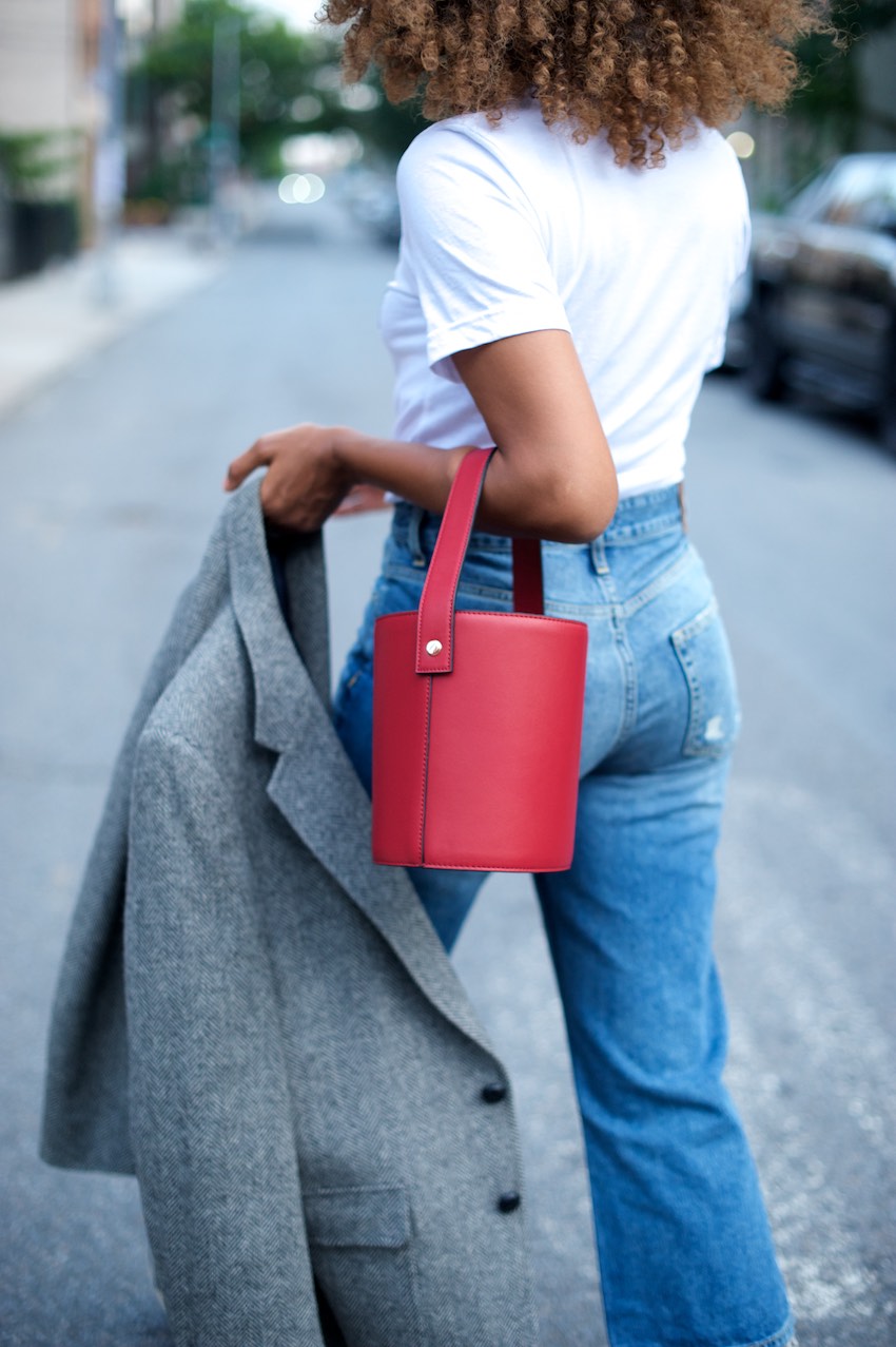 topshop cherry red bucket bag