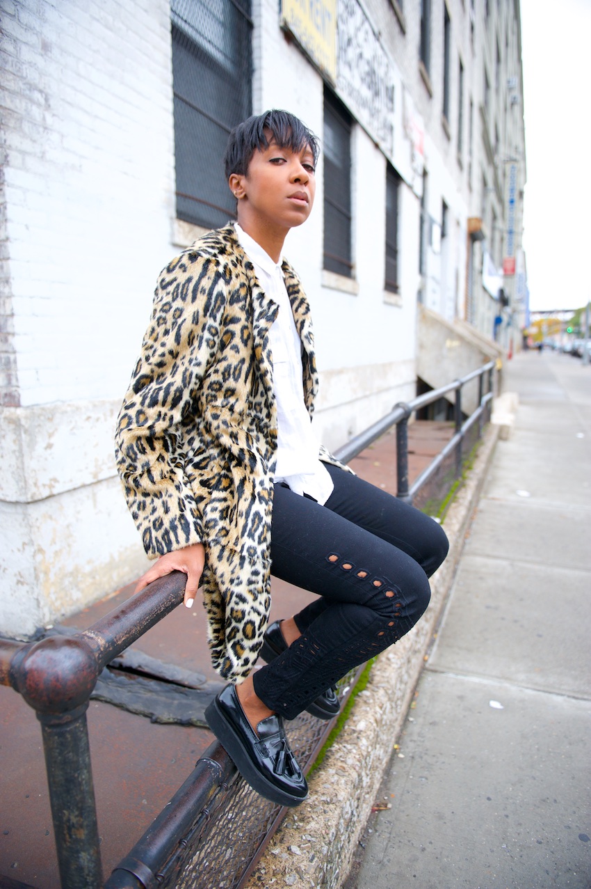 faux fur leopard coat