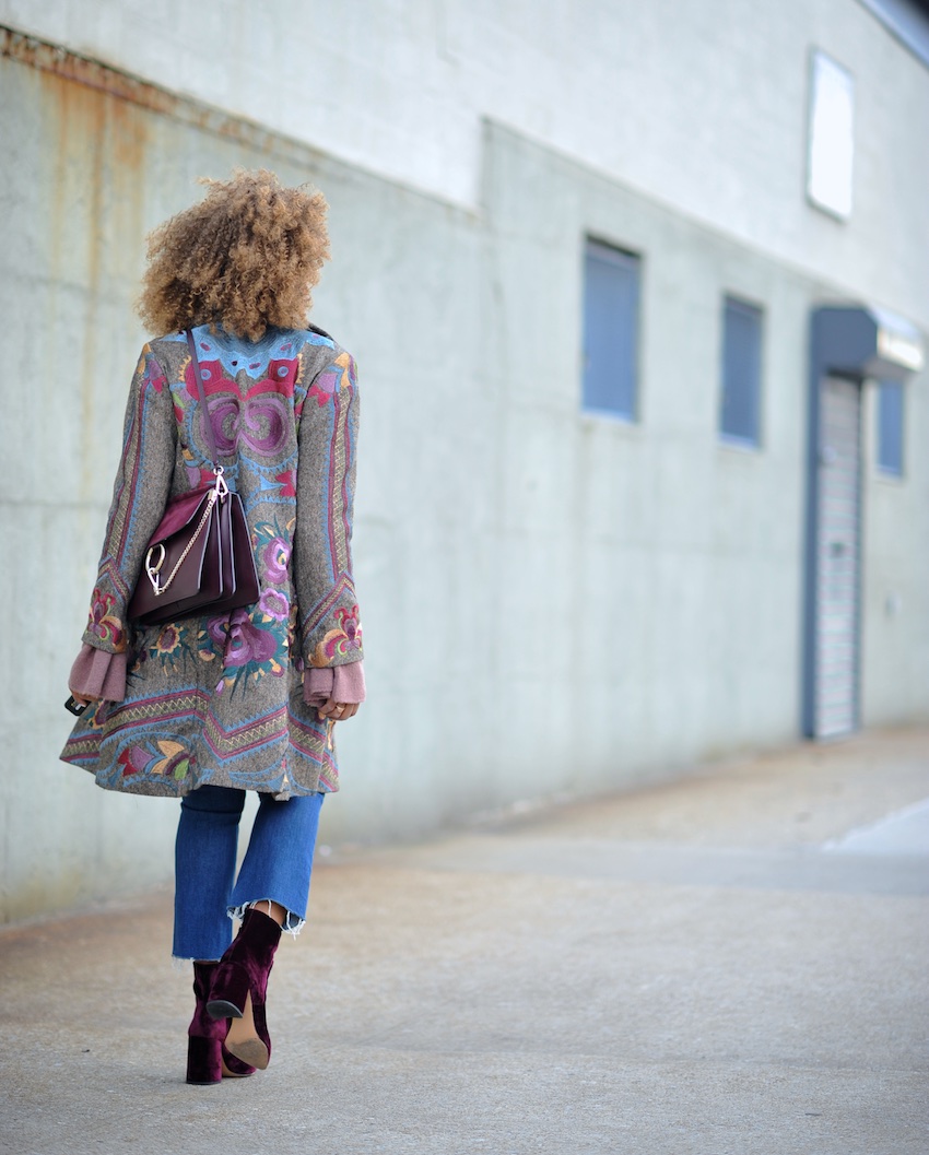 Velvet ankle boot