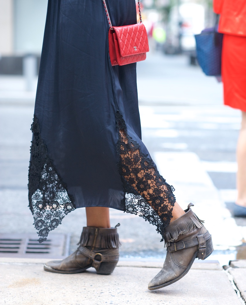 fringe ankle boots, chanel wallet on chain, chanel red bag, all saints boots