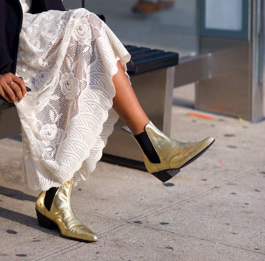 gold ankle boots