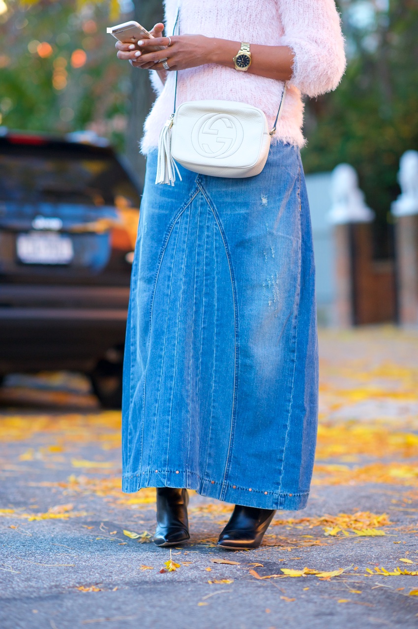 long denim skirt