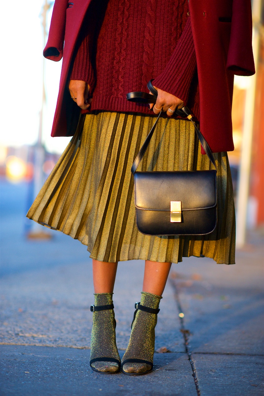 Gold box pleated skirt sale