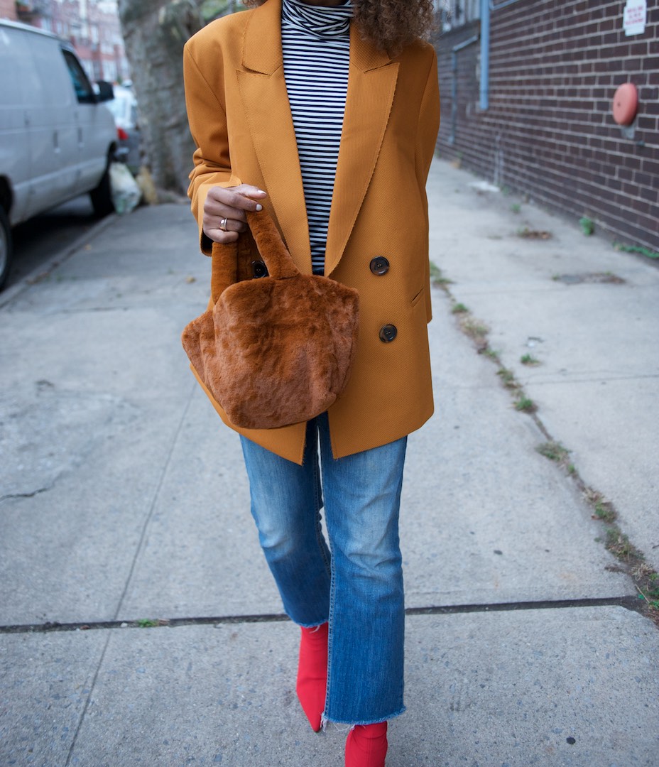 topshop raw edge yellow blazer