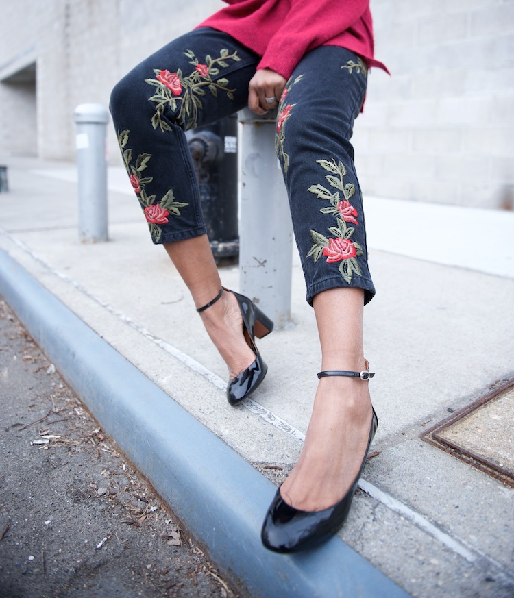 Topshop floral best sale embroidered jeans