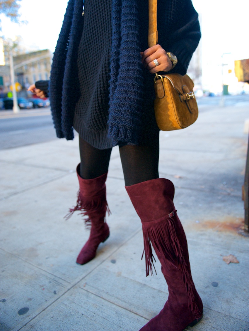 tall fringe suede boots