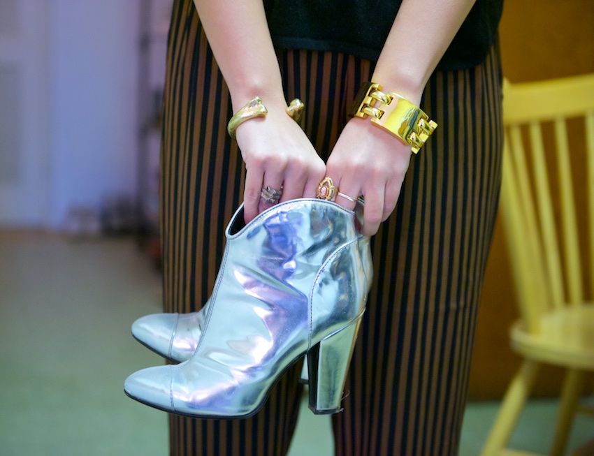 silver ankle boots