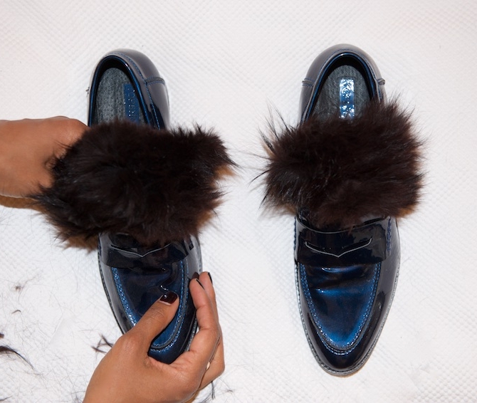 fur loafer