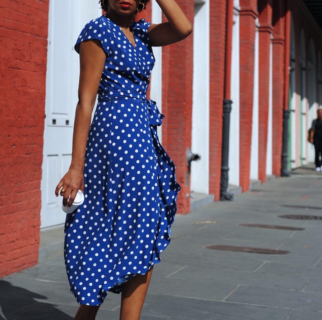 polka dot wrap dress