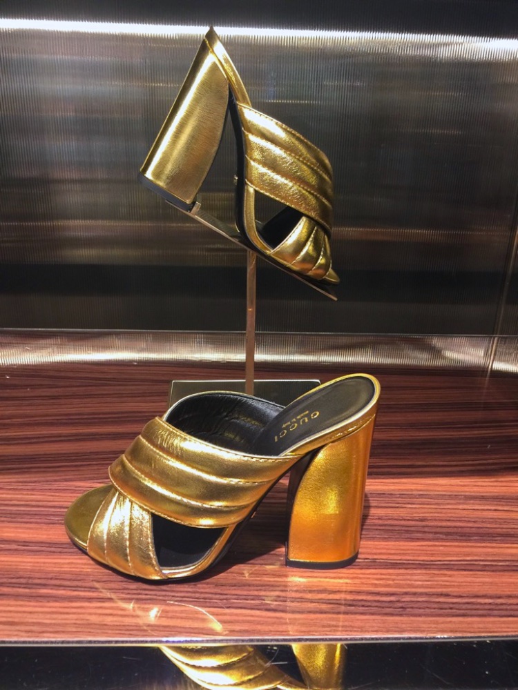 gucci gold mule heels