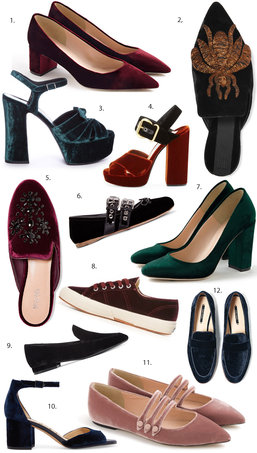 Velvet platform shoes