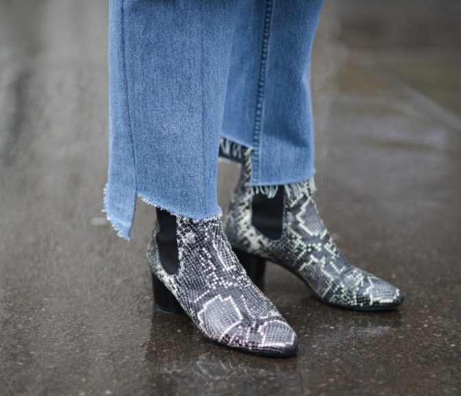 snake skin ankle boots