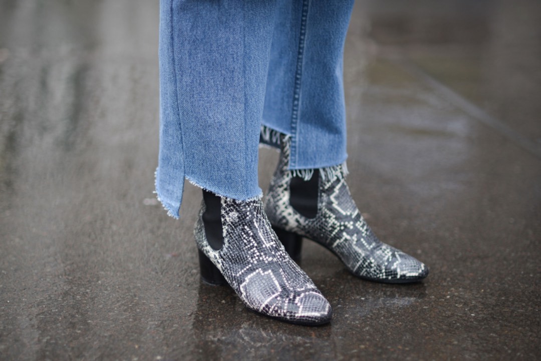 snake skin ankle boots